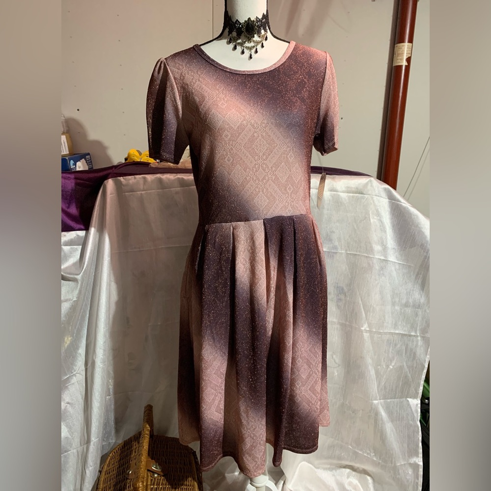Lularoe Amelia Eggplant Purple Shimmer Dress